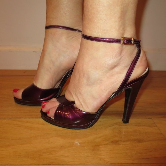 LAST CHANCE   Vintage ITALY MADE Burgundy High Heel Sandals - Picture 4 of 10